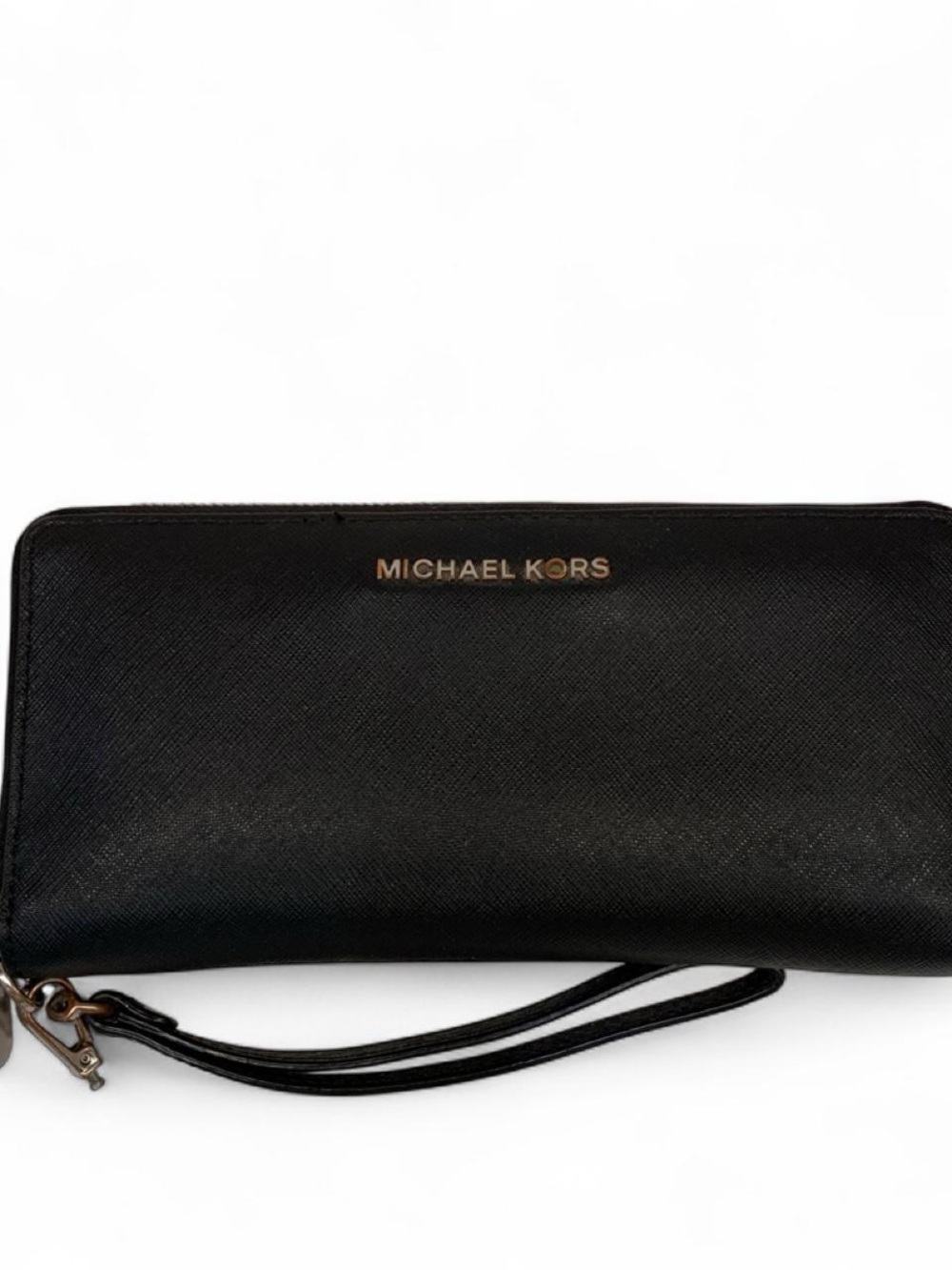 Michael Kors Black Zip Around  Wallet/Wristlet w/hardware and strap issue